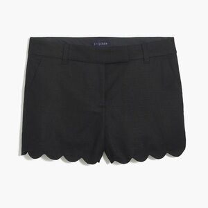 NWOT J. Crew Black Linen Scalloped Hem Shorts